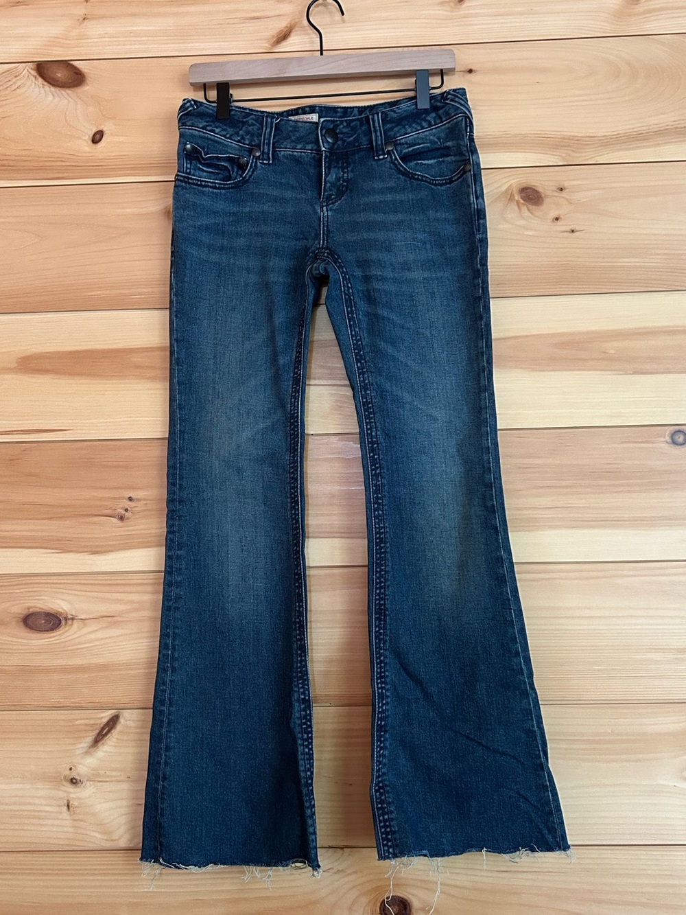 Free People Y2K Dark Indigo Low Rise Flare Jeans Sz 27
